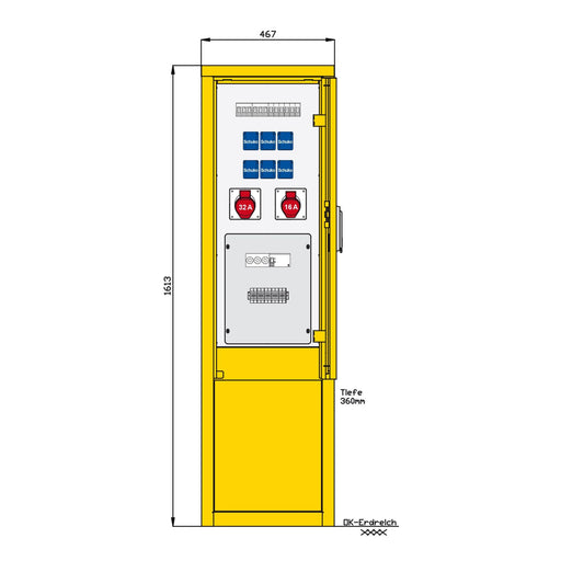 Walther Werke - Baustromverteiler Indus .u. Marktplatzvert. 83215000 mit 1 RCD TypA, 8 LS