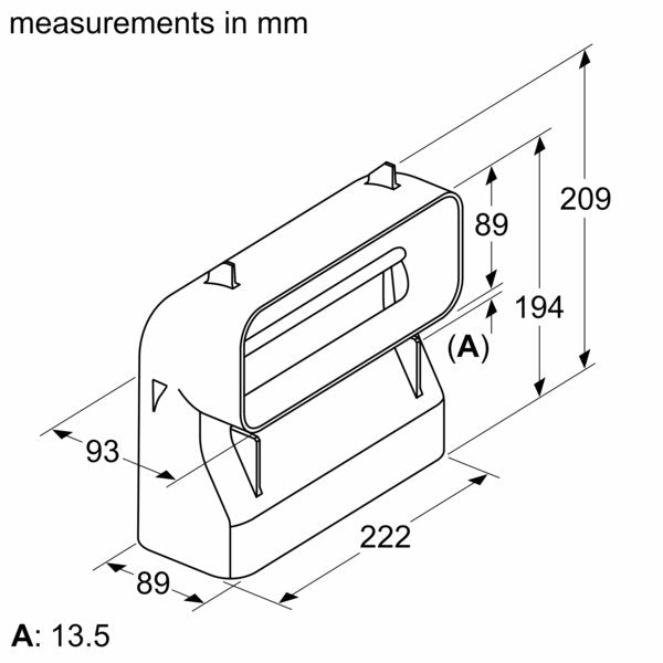 Siemens - Zubehör/Ersatzteile für Dunstabzugshauben Flachkanalbogen HZ9VDSB4 90Grad, vertikal