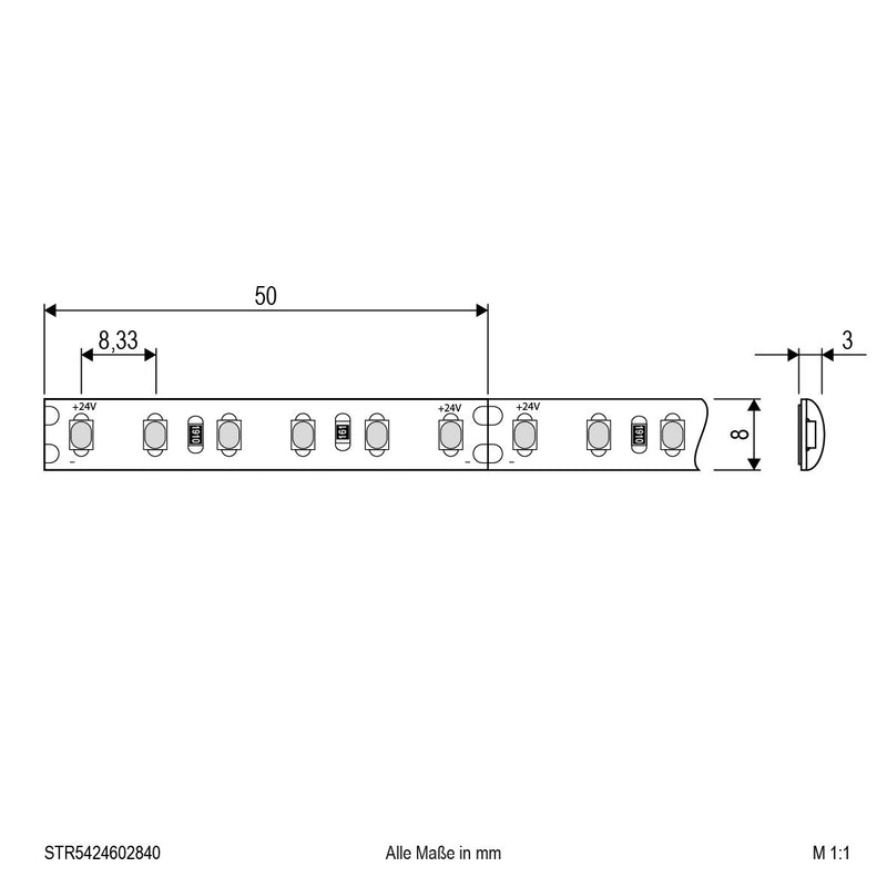 EVN Lichttechnik - Lichtschlauch/-band LED-Strip 24V STR5424602840 5m 4000K