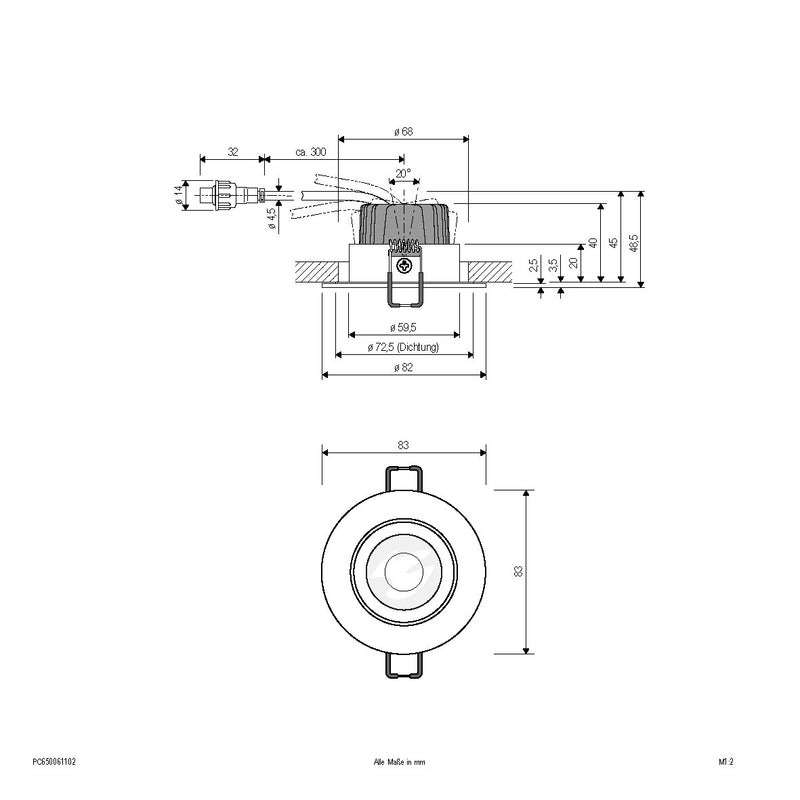 EVN Lichttechnik - Downlight/Strahler/Flutlicht LED-Einbauleuchte IP65 PC650061102 350mA 3000K chr