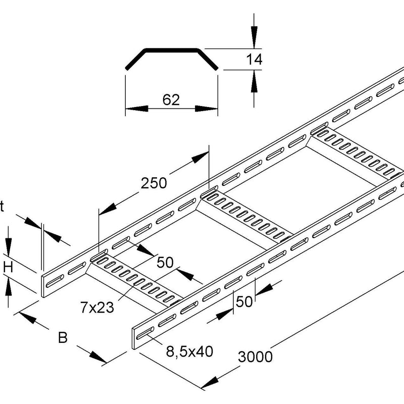 Niedax - Kabelleiter Schiffskabelleiter KLMUL 40.1000 F − 3 Meter