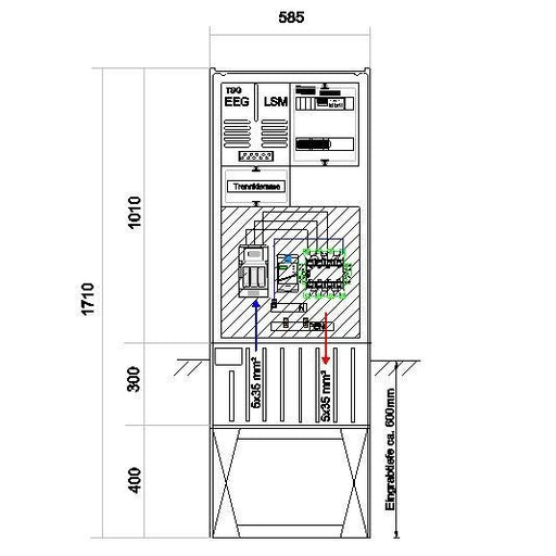 GSAB Elektrotechnik - Anschlussschrank Anschlußsäule bis 37kW 58S1700-AR01-37kW 1710x580x280mm
