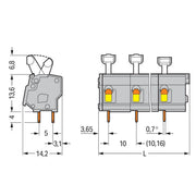 WAGO - Leiterplattenklemme 257-606 Drücker,2,5 mm²,grau − 20 Stück