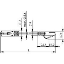 Telegärtner - Patchkabel Kupfer Patchkabel U/UTP C.6 2,0m 100008317 gr, MP8 250,LSZH,1:1
