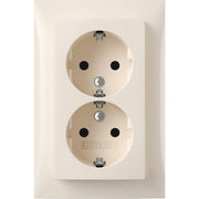 Berker - Steckdose SCHUKO-Doppelsteckdose 47748982 Abdeckpl. ws-glanz
