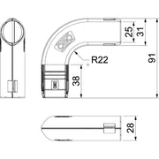 OBO Bettermann - Bogen für Installationsrohre Quick-Pipe-Bogen 3000 BMS M25 RW 90 Grad − 5 Stück