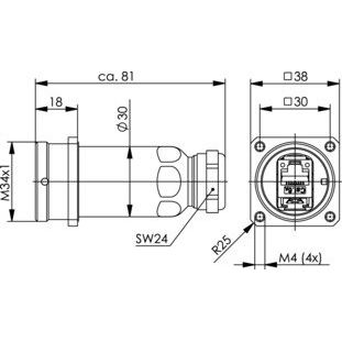 Telegärtner - Modularer Steckverbinder Flanschdose IP68 100007385 AMJ-S Modul T568B