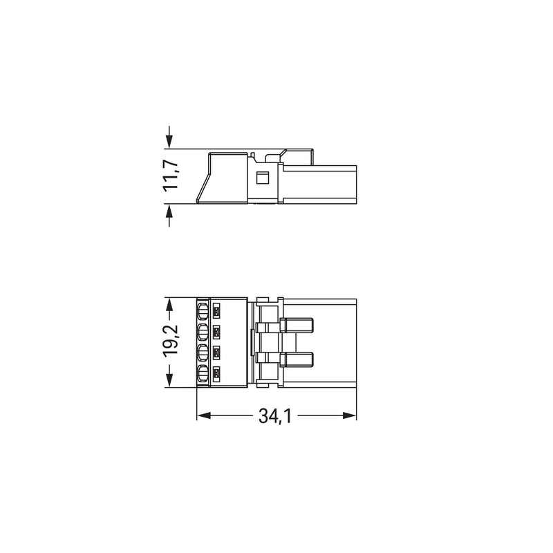 WAGO - Steckverbinder für steckbare Gebäudeinstallation Stecker 4-polig 890-254/060-000 grau − 50 Stück