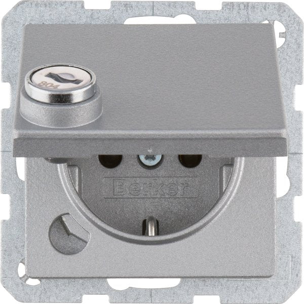 Berker - Steckdose SCHUKO-Steckdose alu/mt 41636084 Schraub-Liftklemmen