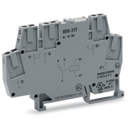 WAGO - Schaltrelais Relaismodul 859-317 DC 110 V,1 W,grau − 10 Stück