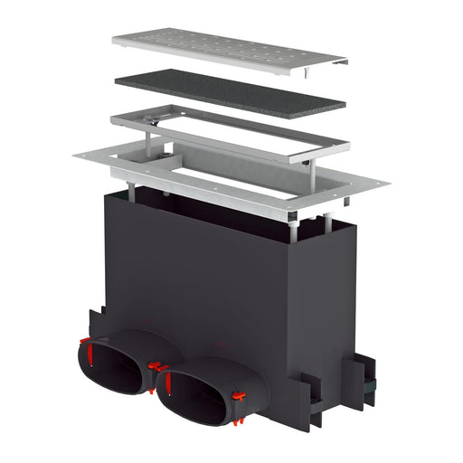 Helios Ventilatoren - Zubehör/Ersatzteile für Ventilatoren FlexPipe Wand-Boden-Kasten FRS-WBK 2-51 2 Stutzen Oval 51