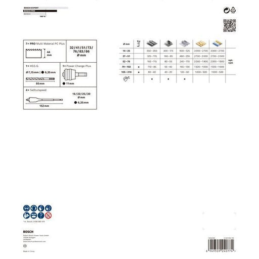 Bosch - Werkzeugset PRO Multi Material PC Plus 2608594433VE(13) Lochsägen Set 22-86
