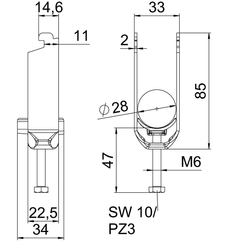 OBO Bettermann - Bügelschelle BS-N2-K-28 FT 2-fach − 50 Stück