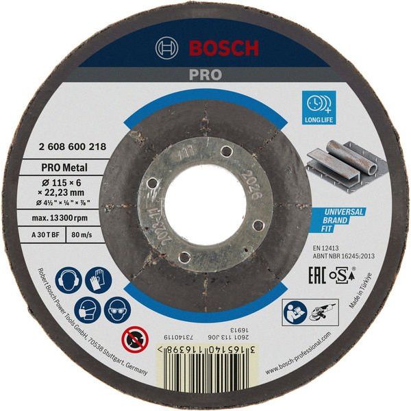 Bosch - Trenn-/Schleifscheibe PRO Metal Schleifscheibe, 2608600218 115 x 6 x 22.23 mm