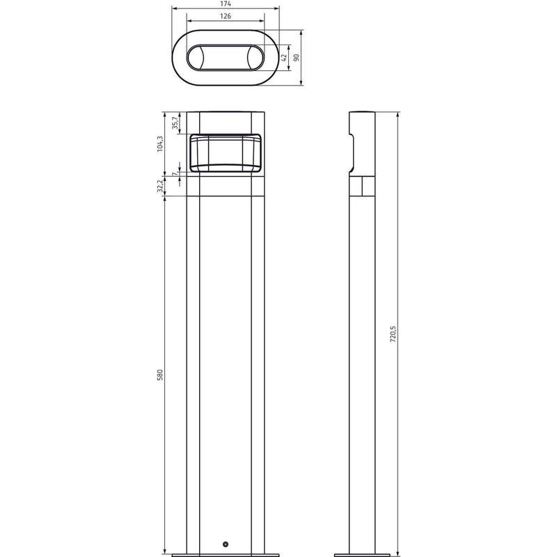 Theben - Wegeleuchte LED-Poller-Leuchte (lang) theLeda D B plus AL 8,5 Watt, alu