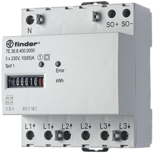 Finder - Elektrizitätszähler Drehstromzähler 3Ph. 7E.36.8.400.0010 geeicht 3x10(65A)