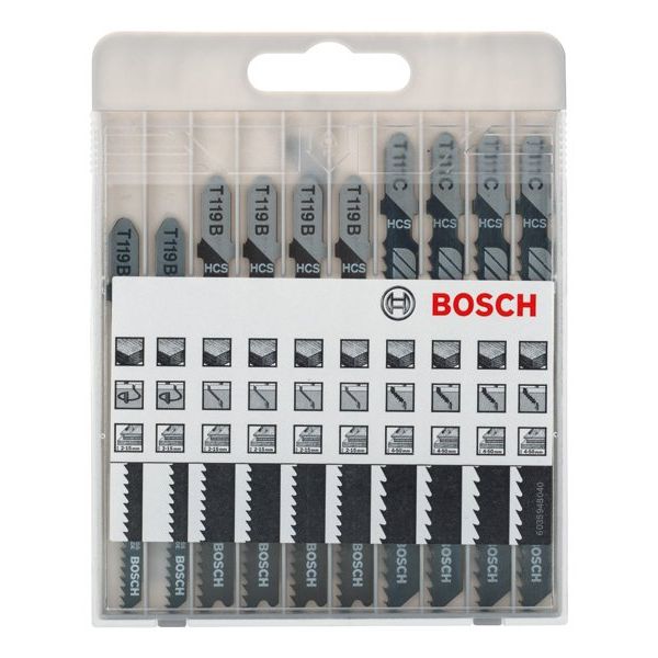 Bosch - Sägeblatt Sortiment 10-tlg. Stichsägeblatt-Set 2607010629 Basic for Wood