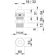 OBO Bettermann - Kabelverschraubung Verschraubung V-TEC PG36 LGR − 10 Stück