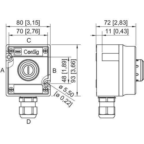 Stahl - Befehls- und Meldegeräte-Kombination im Gehäuse Befehlsgerätesystem 8040/1180X-34H01SF01