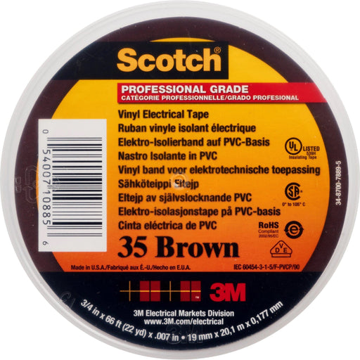 3M - Klebeband PVC Elektro-Isolierband Scotch 35-19X20BRNEW 19 mm x 20 m, braun