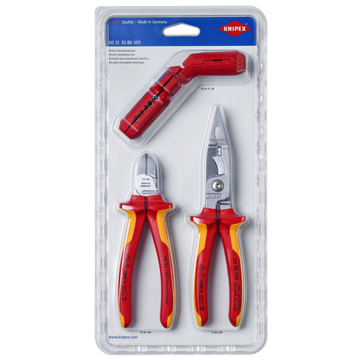 Knipex - Werkzeugset Elektro-Installationsset 00 31 30 BK V01 Satz 3-tlg