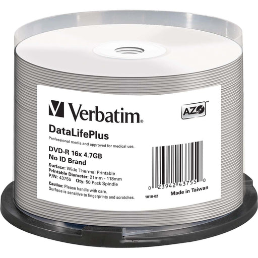 Verbatim - Speichermedium digital DVD-R 4.7GB/120Min/16x 43755 (VE50) Cakebox (50 Disc) − 4 Packung