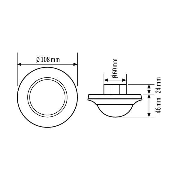 ESYLUX - Bussystem-Bewegungsmelder Decken-Präsenzmelder KNX PD-C360i/24KNXECOUP 360Grad RW ca.24m UP