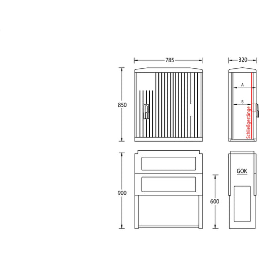 uesa - Gehäuse/Schaltschrank (leer) Normschrank IP44 A100-850 850x785x320mm
