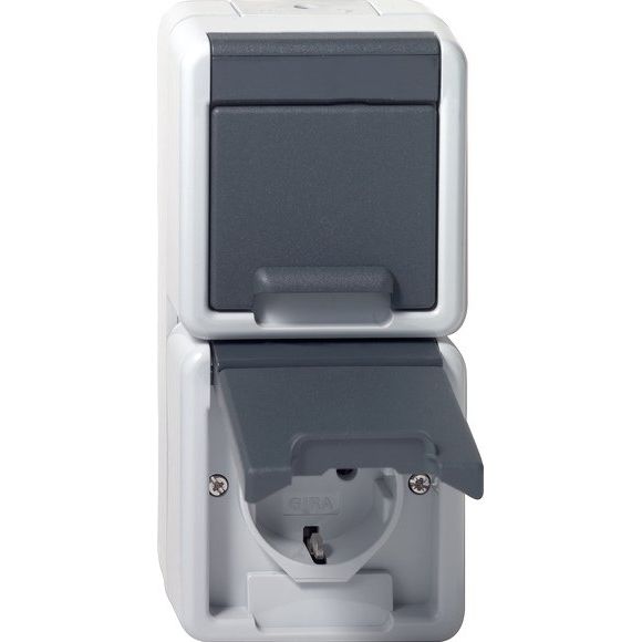 Gira - Steckdose 2-fach senkr. 478030 Grau AP