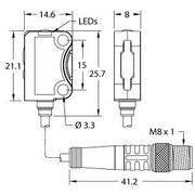 Turck - Lichttaster mit Hintergrundausblendung Reflexionslichttaster VS8APFF15Q3 − 1 Stück