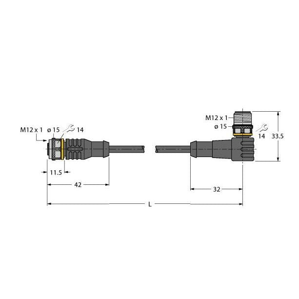 Turck - Konfektioniertes Sensor-Aktor-Kabel Aktuator- u. Sensorleitung RKC4T-2-WSC4T/TEL PVC