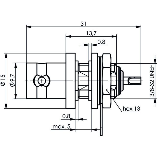 Telegärtner - Koax-Steckverbinder BNC-Einbaubuchse bl 100023579 75Ohm löt