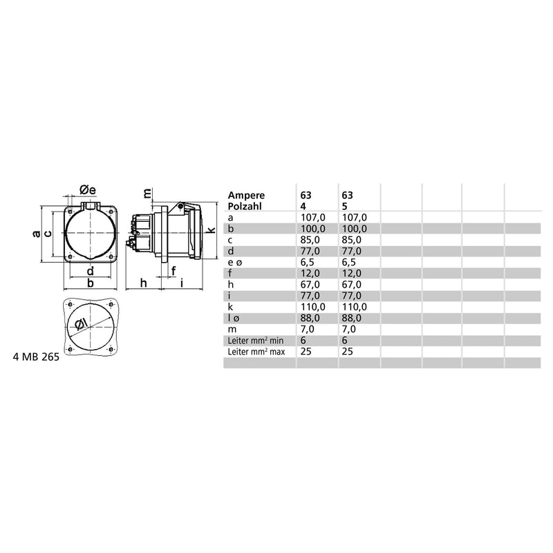 Bals Elektrotech - CEE-Anbausteckdose (IEC 60309) CEE-Anbausteckdose 130130