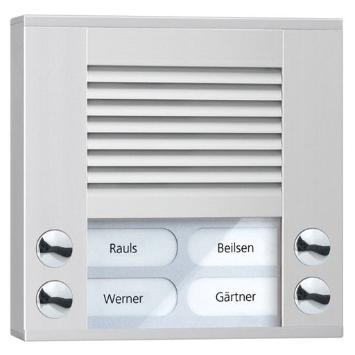TCS Tür Control - Türstation für Türkommunikation Audioaußenstation 2-reihig PES04-EN/04 4 Tasten AP silber