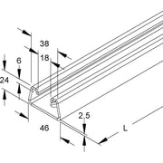 Niedax - Stiel/Profilschiene Ankerschiene 2990/2 FO − 2 Meter