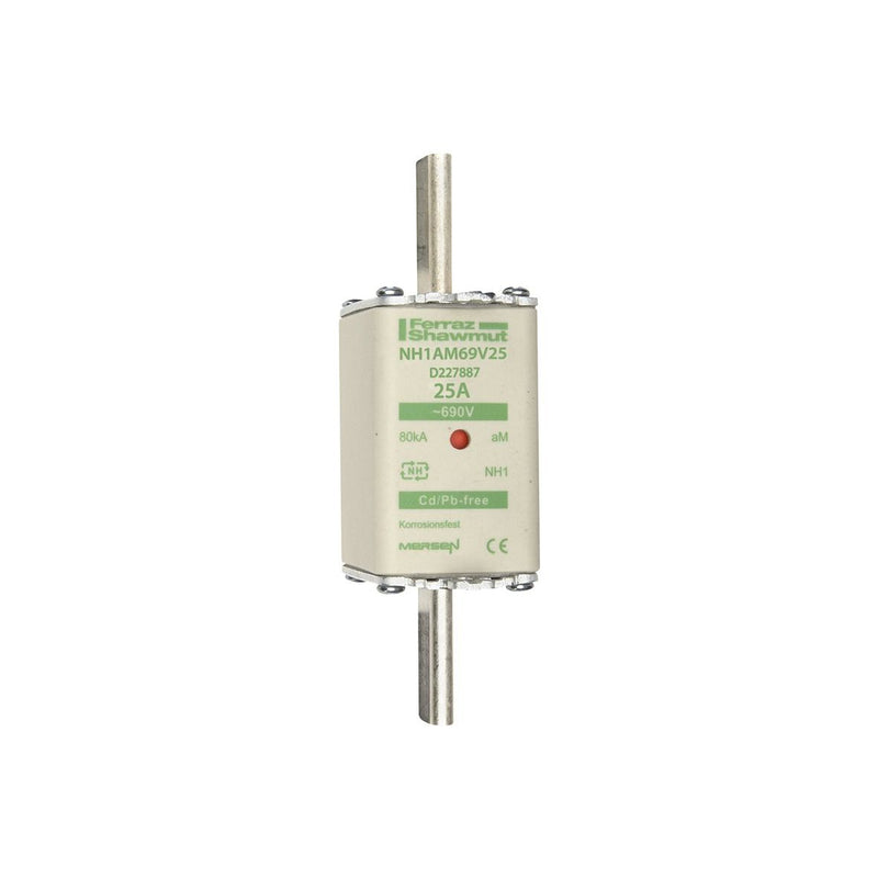 Mersen - Messersicherung Sicherungseinsatz NH aM NH1AM69V25 Gr.1 25A sfü KM − 3 Stück