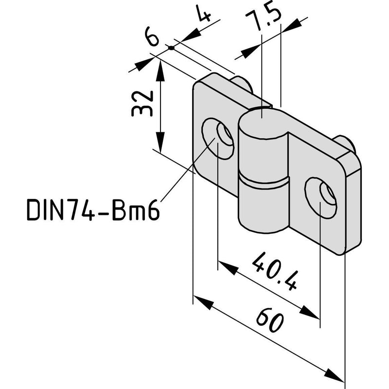 Item - Verbinder für Stiel/Profilschiene Scharnier 0.0.026.10 links, schwarz