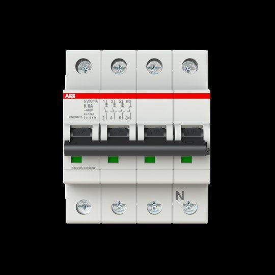 ABB Stotz S&J - Leitungsschutzschalter Sicherungsautomat S203-K8NA 6 kA, 8 A, 3P+NA