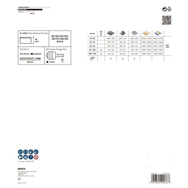 Bosch - Werkzeugset PRO Multi Material PC Plus 2608594432VE(11) Lochsägen-Set 22-83