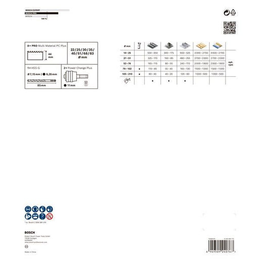Bosch - Werkzeugset PRO Multi Material PC Plus 2608594432VE(11) Lochsägen-Set 22-83