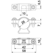 OBO Bettermann - Leitungshalter für Blitzschutz Leitungshalter isCon H 26 VA D=26mm − 20 Stück