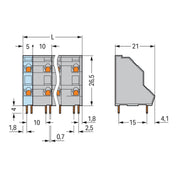 WAGO - Leiterplattenklemme DoppelstockLeiterplattenk. 736-754 2,5mm² − 49 Stück