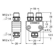 Turck - Passiver Sensor-/Aktor-Verteiler (mit Leitung) Zweifachverteiler VB2-FKM4.4-2FSM4