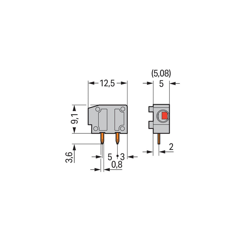 WAGO - Leiterplattenklemme Anreihbare Leiterplattenk. 235-740 2,5mm² − 100 Stück