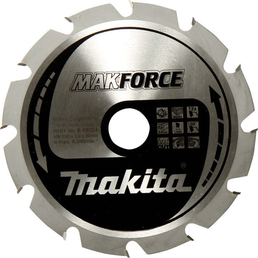 Makita - Kreissägeblatt Sägeblatt Makforce B-32144 190x30x12Z