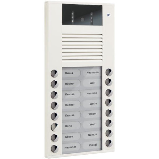 TCS Tür Control - Türstation für Türkommunikation Video color Außenstation AVE14163-0018 16Tast 2reih.AP ws
