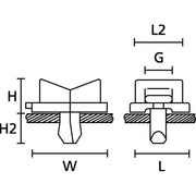 HellermannTyton - Befestigungssockel und -element für Kabelbinder Keilsockel TY5K4 PA66HS NA 100 14x22mm − 100 Stück