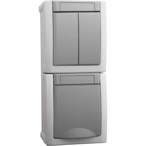 Panasonic - Schalter-/Steckdosenkombination Steckdose/Seriensch.-Kombi 90591082-DE senkr.FR-AP IP54 gr