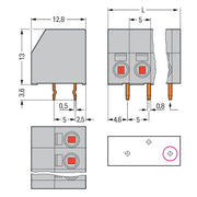 WAGO - Leiterplattenklemme 2-Leiter-Leiterplattenkle. 253-112 1,5mm² − 15 Stück