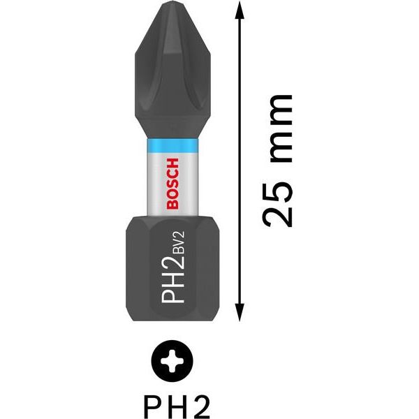 Bosch - Bit-Set PRO Phillips Impact Bit, 2607002803 PH2 25 mm Display 10